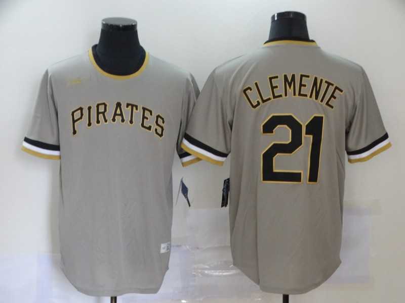 Pirates 21 Roberto Clemente Gray Nike Cool Base Throwback Jersey,We sell and wholesale Pirates 21 Roberto Clemente Gray Nike Cool Base Throwback Jersey on line form chian!